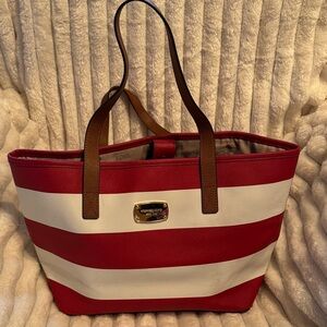 Michael Kors Bold Red and White Tote
